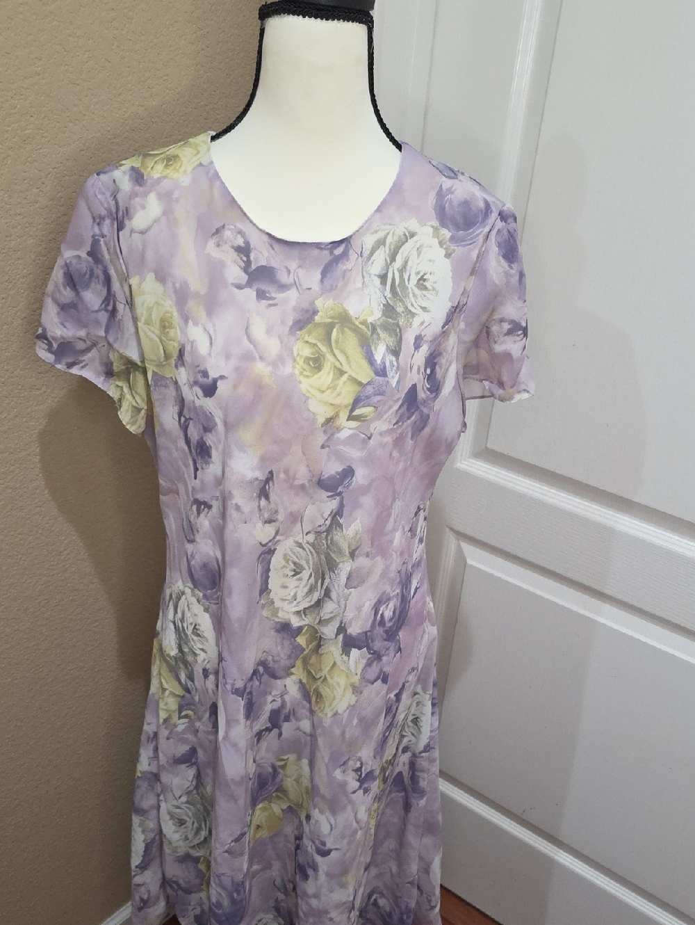 Vtg Lavender Floral Asymmetrical Dress